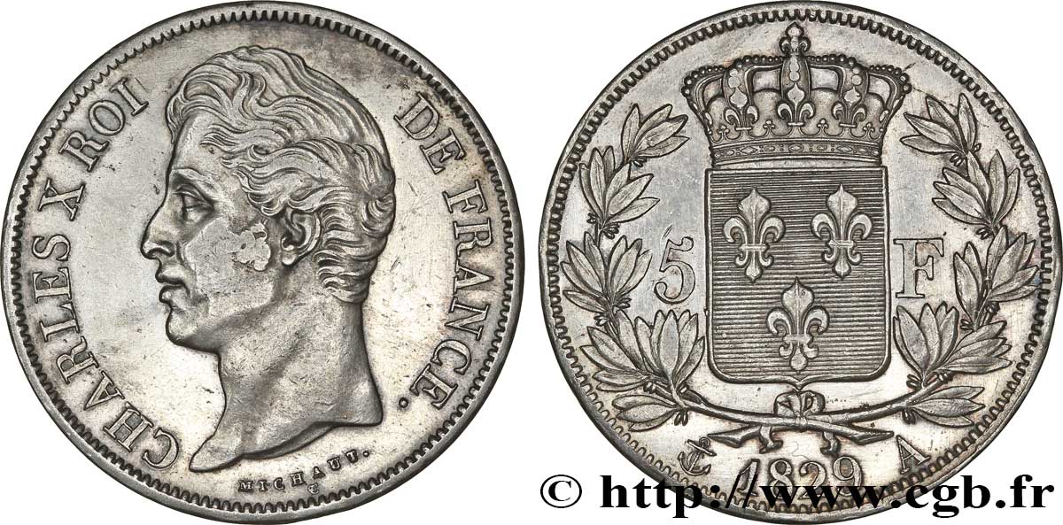 5 francs Charles X, 2e type 1829 Paris F.311/27 SS50 