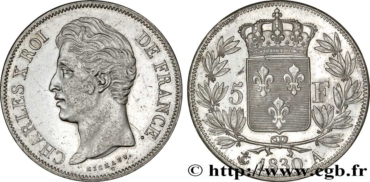 5 francs Charles X, 2e type 1830 Paris F.311/40 XF48 