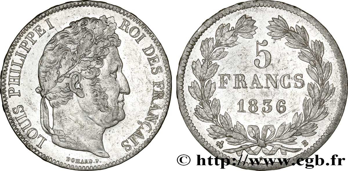 5 francs IIe type Domard 1836 Rouen F.324/54 XF48 