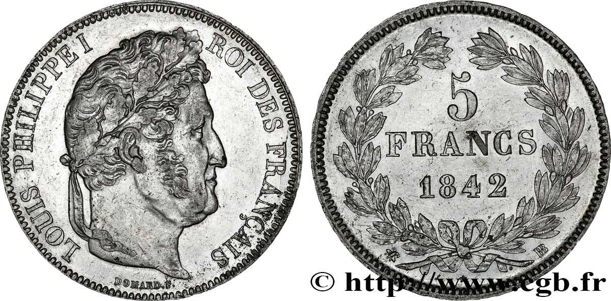 5 francs IIe type Domard 1842 Strasbourg F.324/97 MBC52 