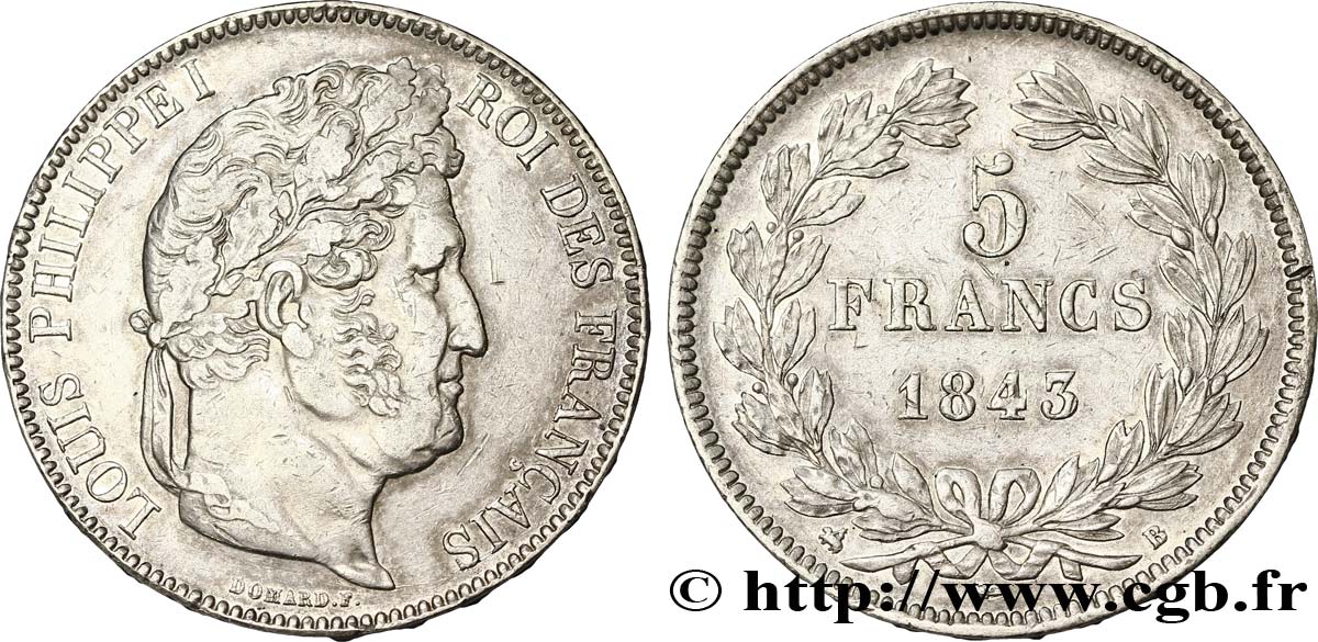5 francs IIe type Domard 1843 Rouen F.324/101 TTB48 