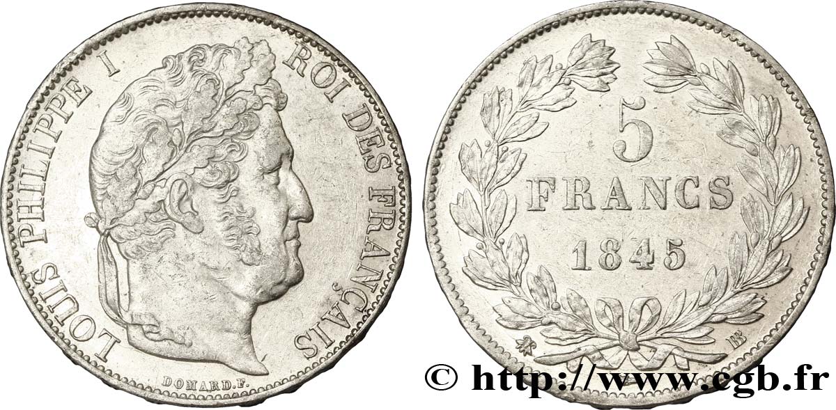 5 francs IIIe type Domard 1845 Strasbourg F.325/7 XF48 