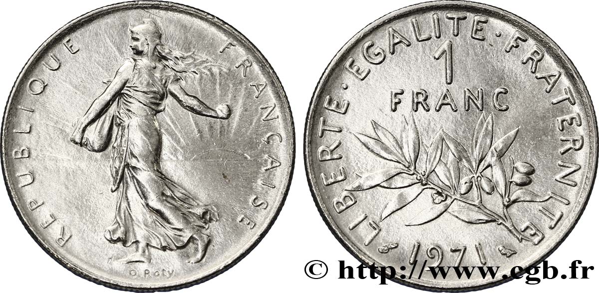 1 franc Semeuse, nickel 1971 Paris F.226/16 EBC60 