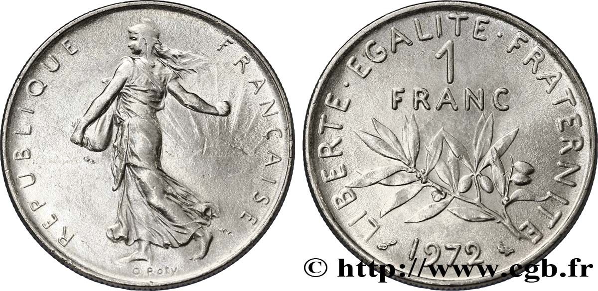 1 franc Semeuse, nickel 1972 Paris F.226/17 EBC60 