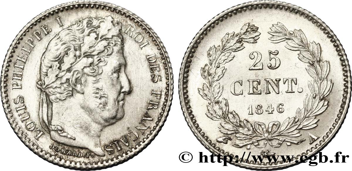 25 centimes Louis-Philippe 1846 Paris F.167/5 VZ58 