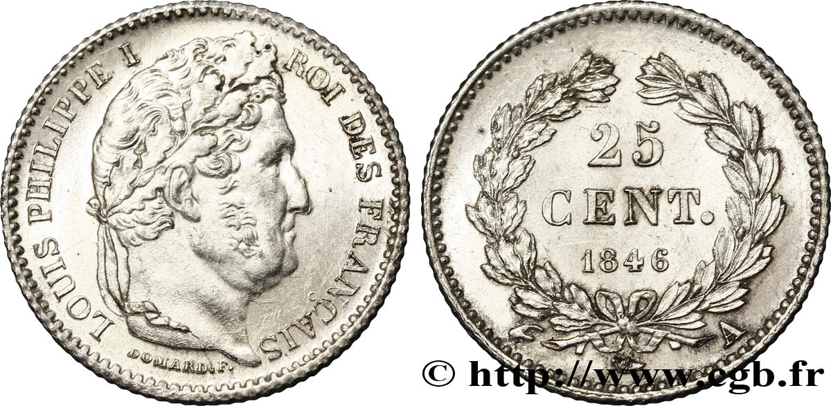25 centimes Louis-Philippe 1846 Paris F.167/5 SPL60 