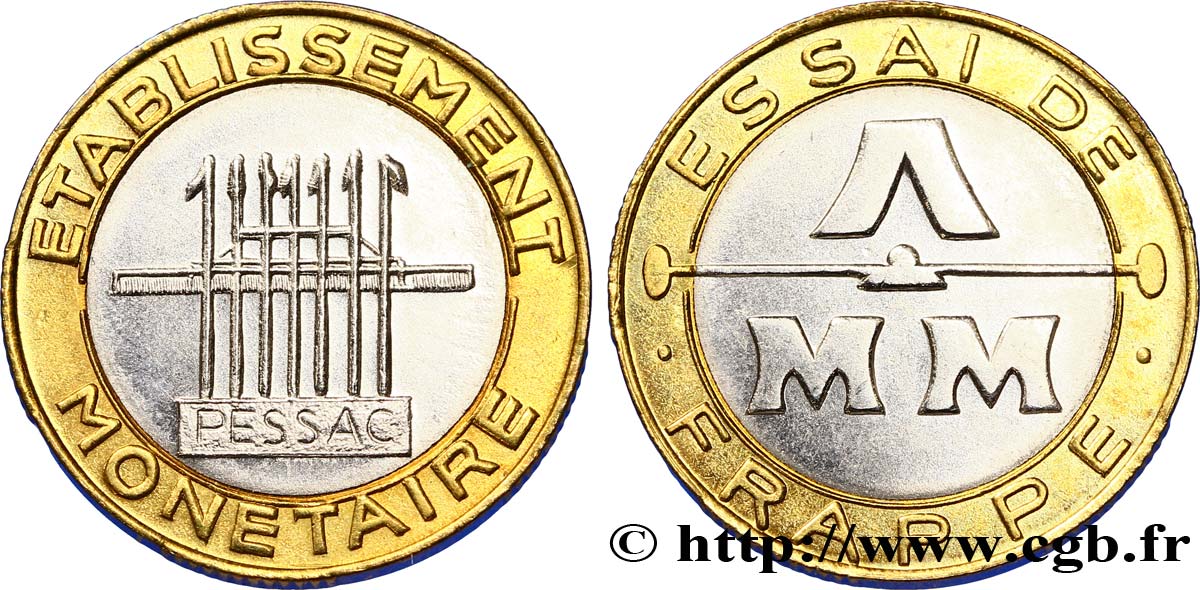 Essai de frappe de 10 francs, bimétallique n.d. Pessac G.826  AU58 