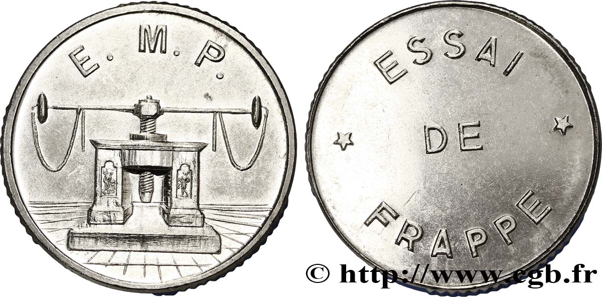 Essai de frappe de 10 francs Jimenez, grand module, trois séries de cannelures n.d. Pessac G.822 a EBC60 