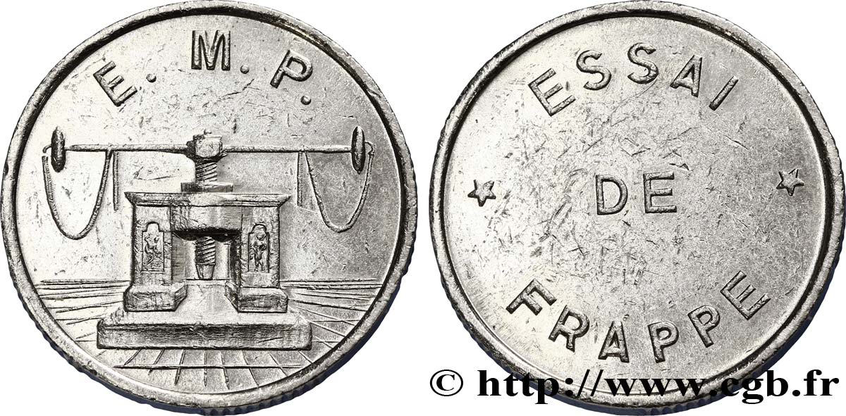 Essai de frappe de 10 francs Jimenez, grand module, cinq séries de cannelures n.d. Pessac G.822 a var. SUP55 