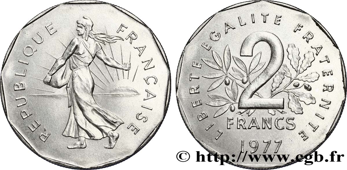 Commission monétaire de 1977, pré-série de 2 francs Semeuse, 4e type 1977 Pessac  SC63 