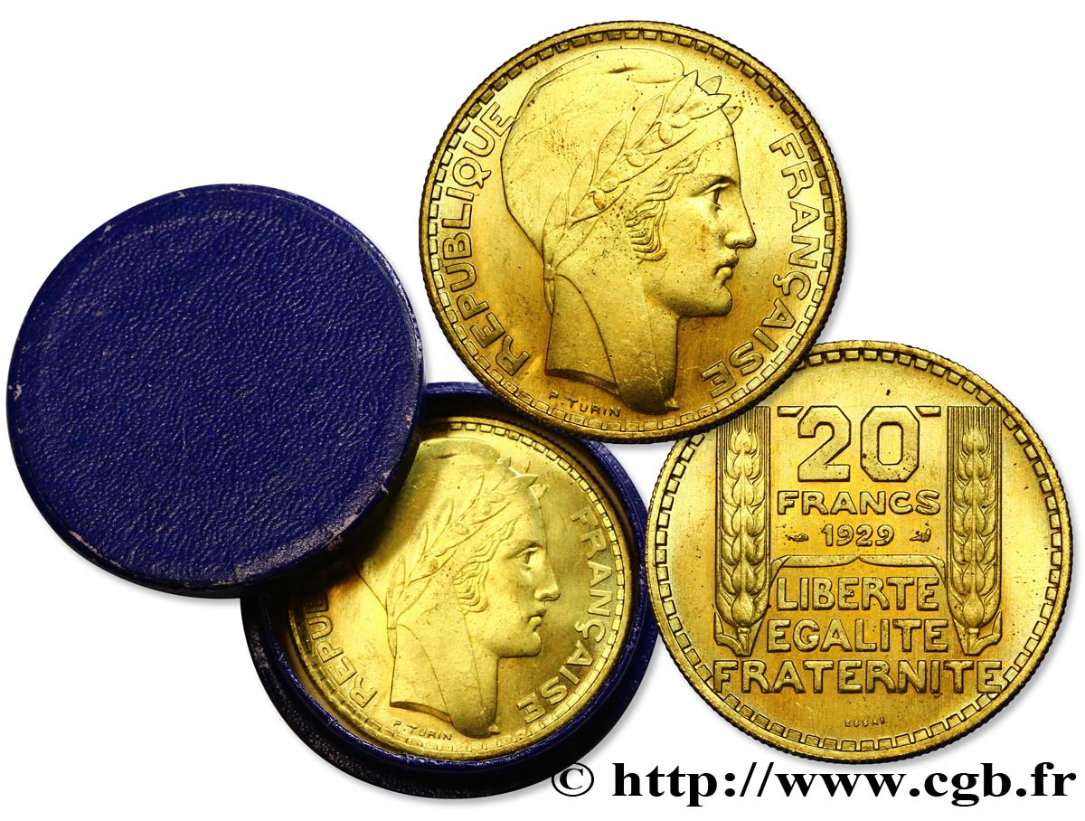 Essai de 20 francs Turin en bronze-aluminium 1929 Paris VG.5242  MS65 