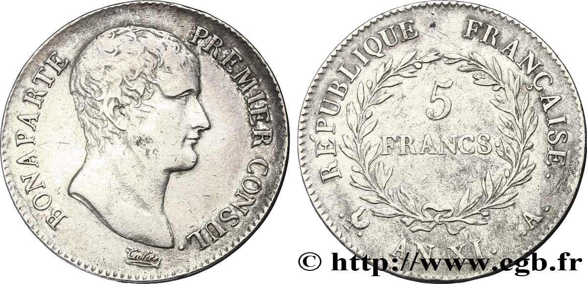 5 francs Bonaparte Premier Consul 1803 Paris F.301/1 XF40 