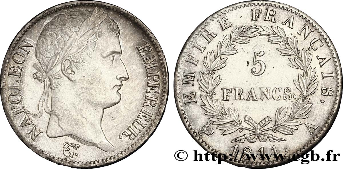5 francs Napoléon Empereur, Empire français 1811 Paris F.307/27 TTB52 