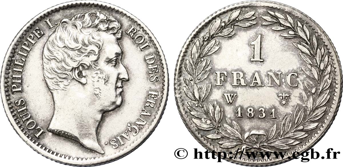 1 franc Louis-Philippe, tête nue 1831 Lille F.209/12 XF45 