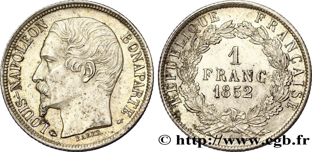 1 franc Louis-Napoléon 1852 Paris F.212/1 VZ58 