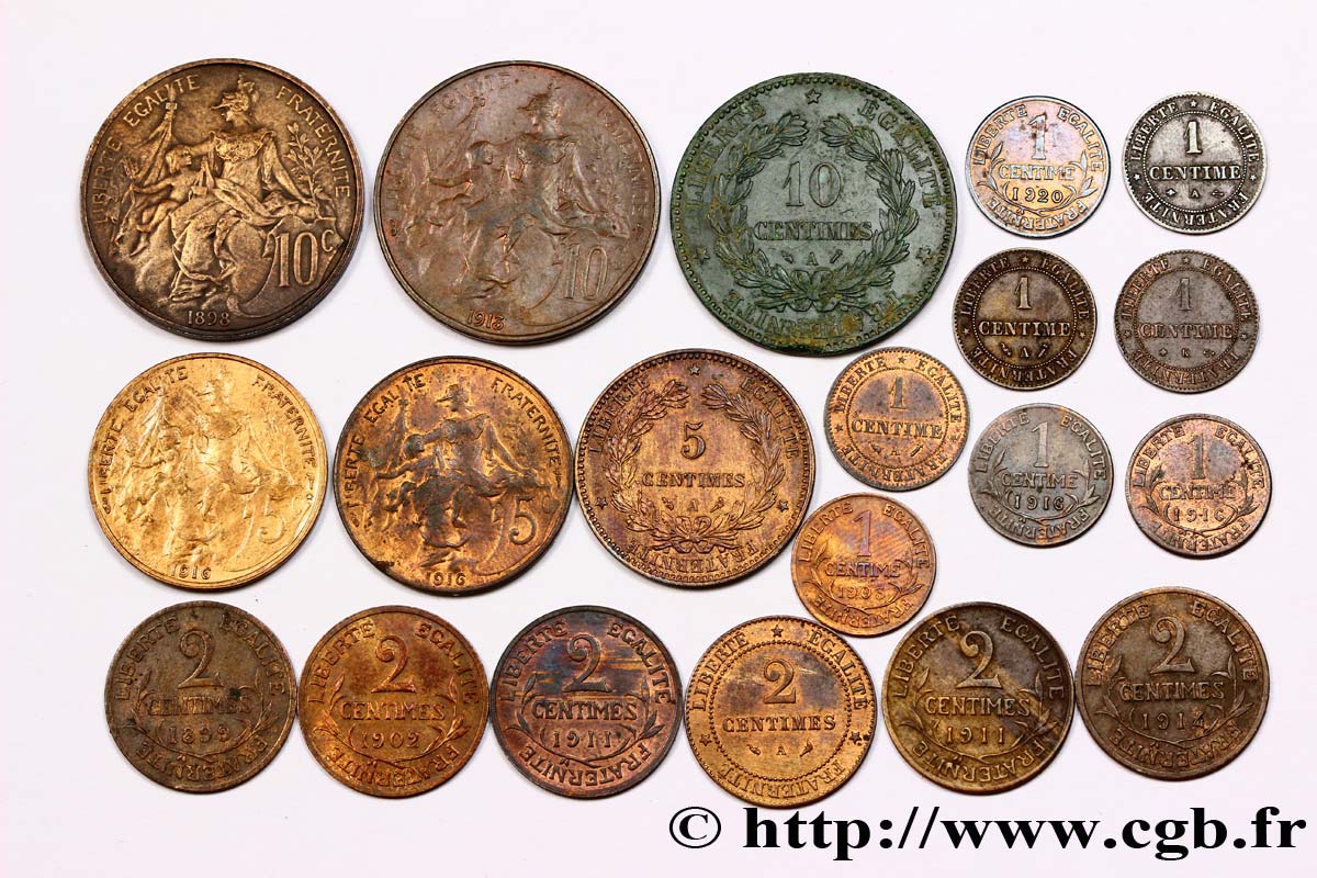 Lot de vingt monnaies en bronze n.d. n.l. F.-/- TB/SUP 