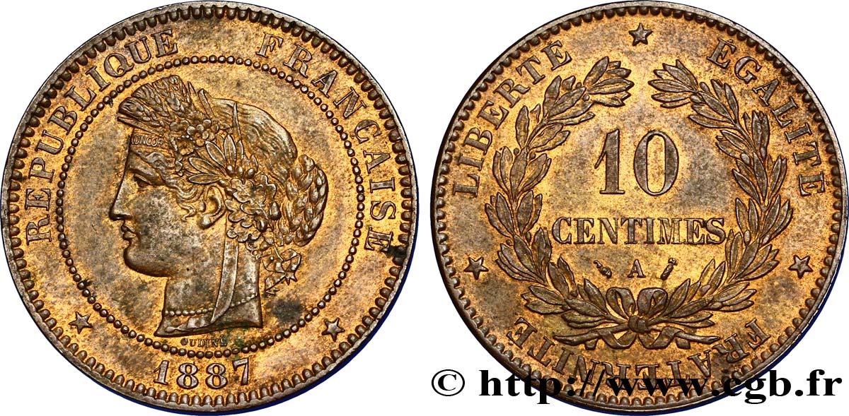 10 centimes Cérès 1887 Paris F.135/31 VZ58 