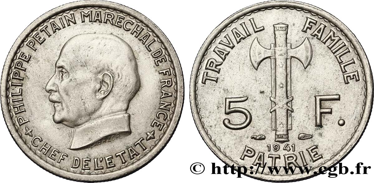 5 francs Pétain 1941  F.338/2 TTB48 