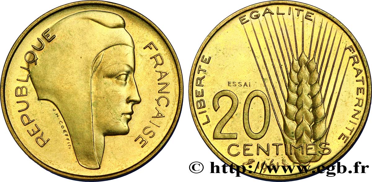 Essai du concours de 20 centimes par Coeffin 1961 Paris G.327  EBC60 