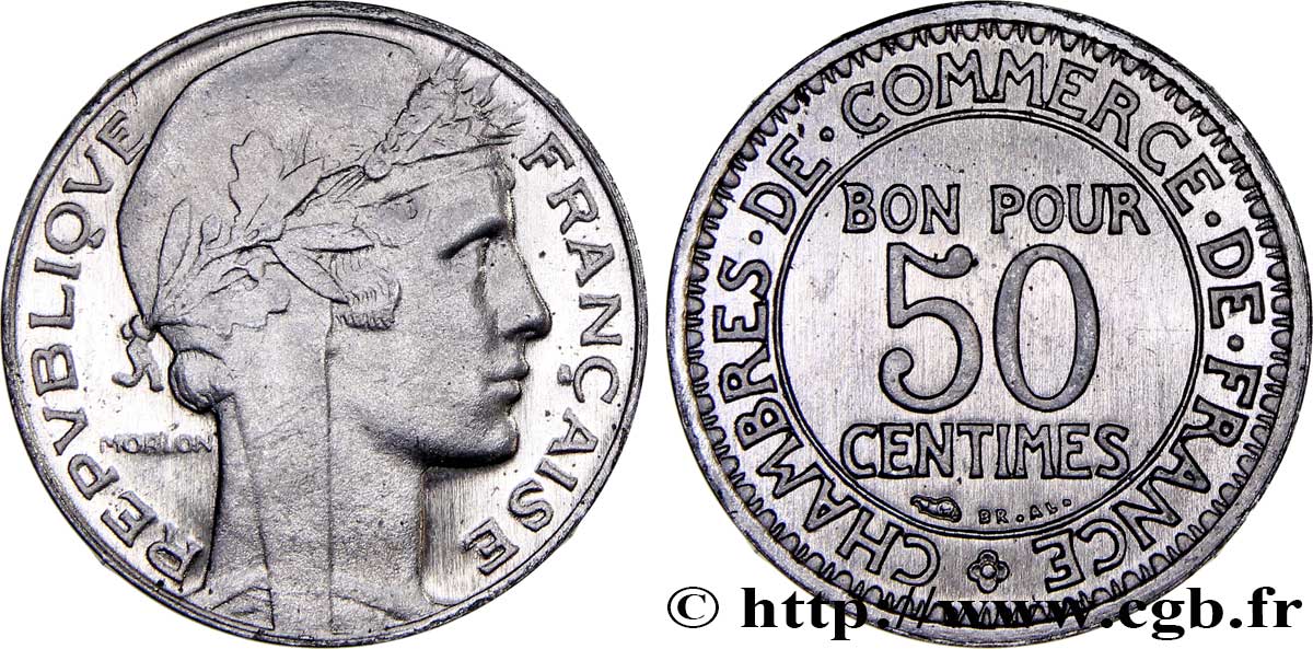 Essai de 50 centimes Morlon, hybride en maillechort n.d.  GEM.83  MS65 