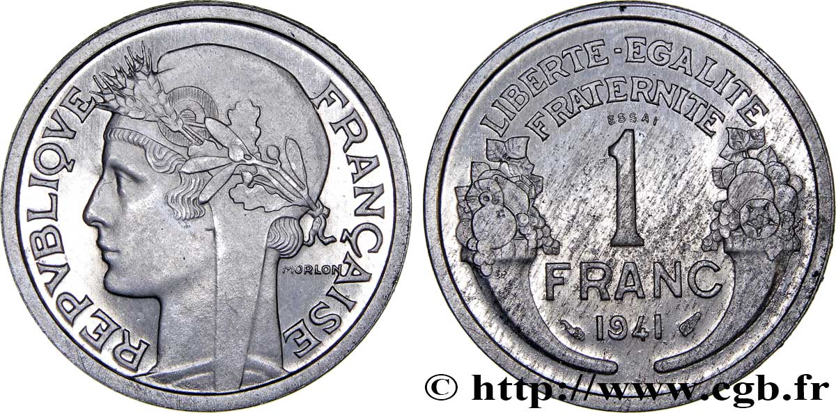Essai de 1 franc Morlon, lourde 1941 Paris F.220/1 var. SPL64 