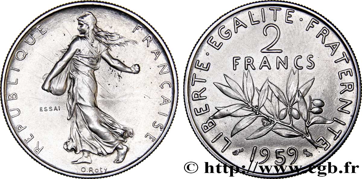 Essai de 2 francs Semeuse en nickel 1959 Paris G.540  FDC65 