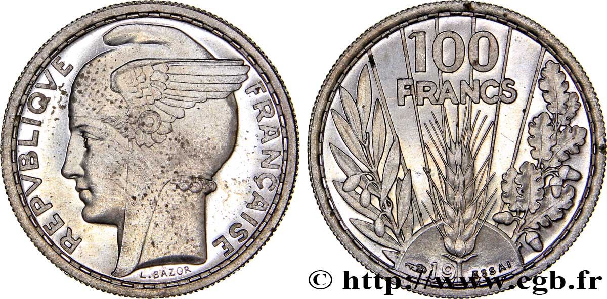 Préparation de la 5 francs Pétain, essai de Bazor en cupro-nickel, poids moyen, 4 g n.d. Paris GEM.290 1 MS63 