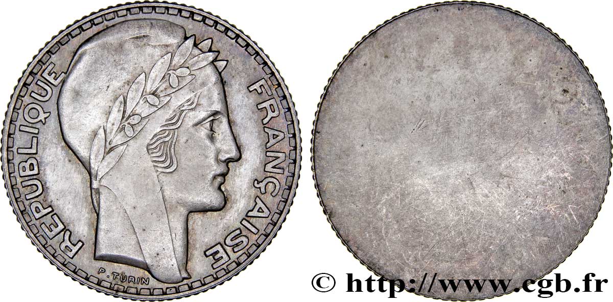 Essai uniface d avers de 10 francs Turin en bronze-argenté n.d. Paris VG.-  fST63 