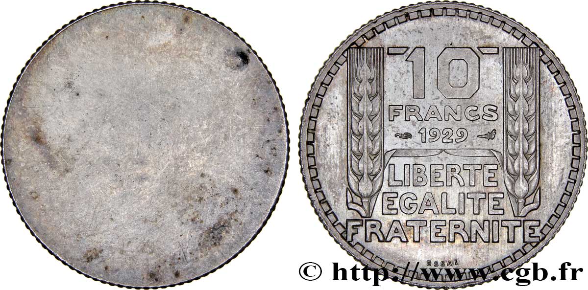Essai uniface de revers de 10 francs Turin en bronze-argenté n.d. Paris VG.-  VZ60 