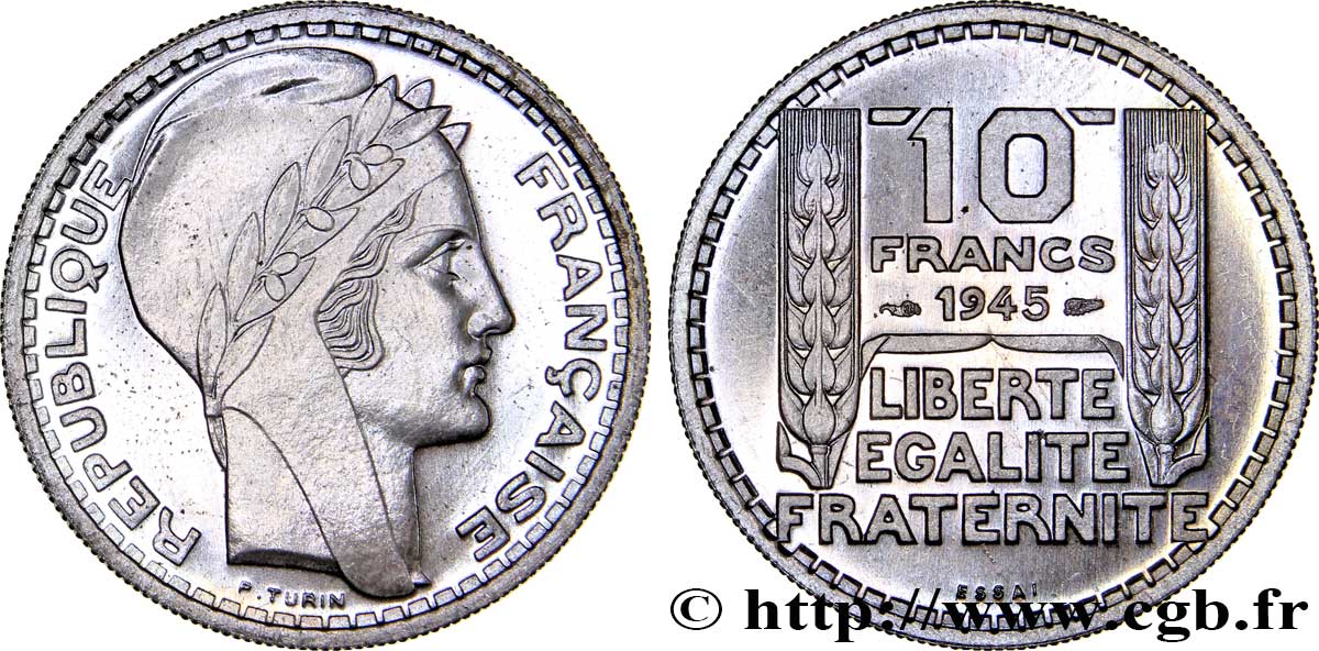 Essai de 10 francs Turin, grosse tête 1945 Paris F.361/1 FDC66 