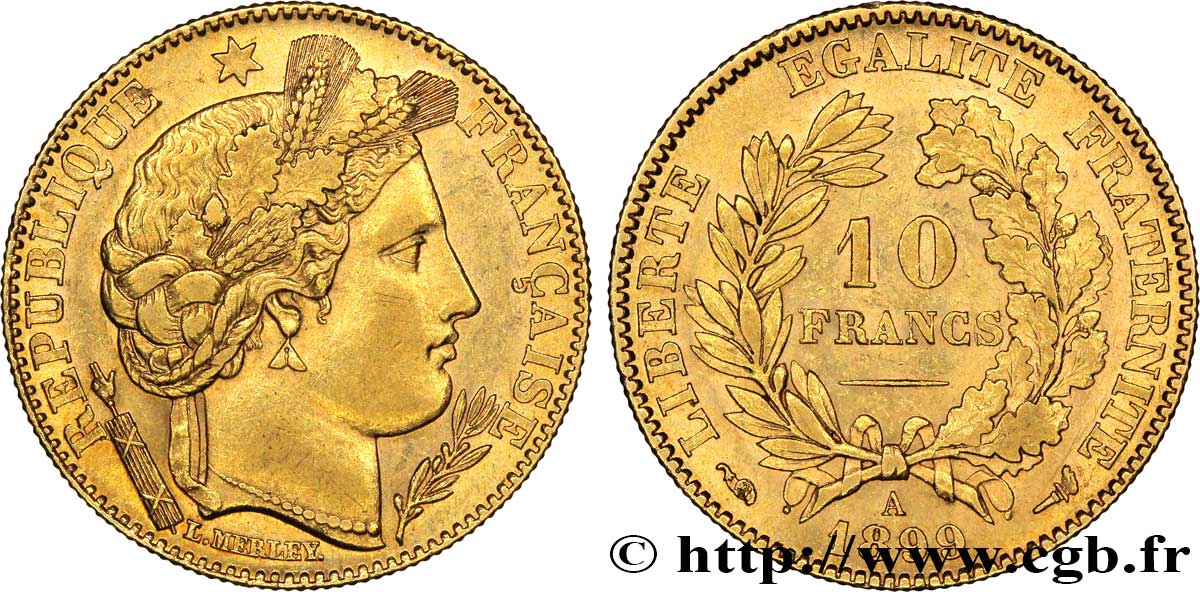 10 francs or Cérès, Troisième République 1899 Paris F.508/5 TTB52 