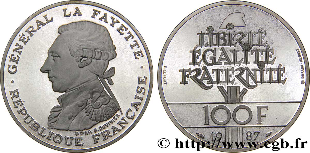 Piéfort Belle Épreuve de 100 francs Égalité - La Fayette 1987 Pessac F.455/2P SPL64 