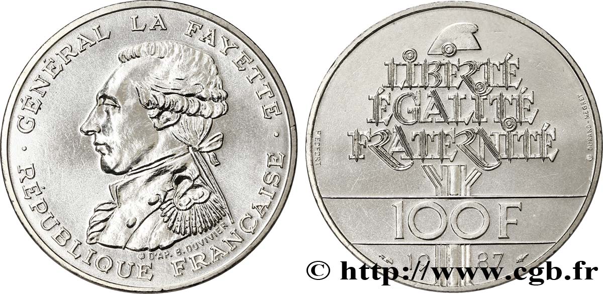 Piéfort Brillant Universel de 100 francs Égalité - La Fayette 1987 Pessac F./ SPL64 