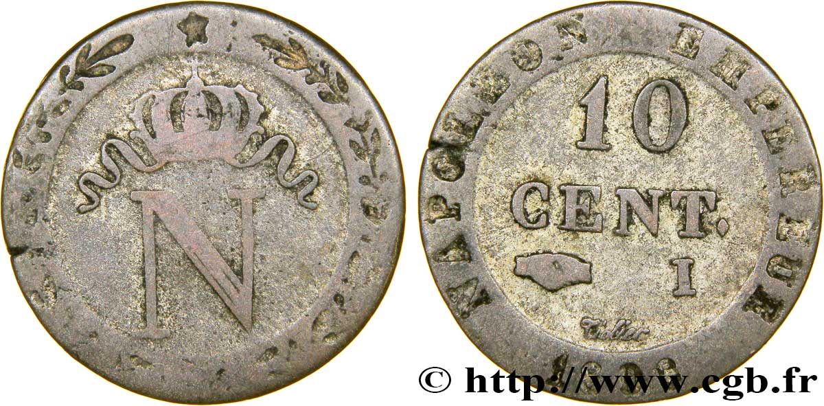 10 cent. à l N couronnée 1808 Limoges F.130/6 MB25 