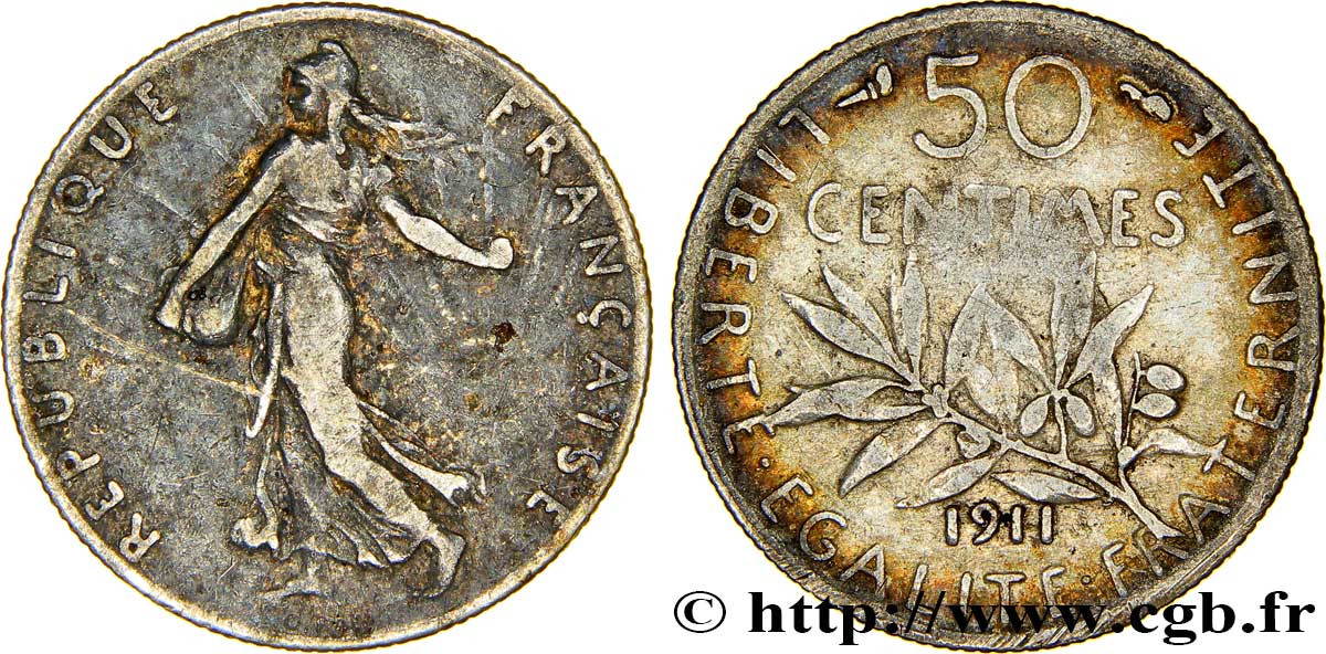 50 centimes Semeuse 1911 Paris F.190/18 BC30 