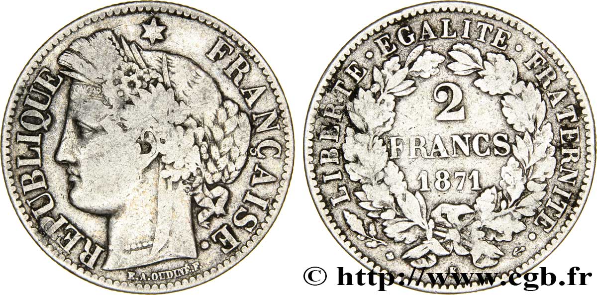 2 francs Cérès, avec légende 1871 Bordeaux F.265/7 BC30 