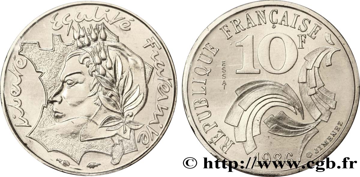 Essai de 10 francs Jimenez 1986  F.373/1 MS68 