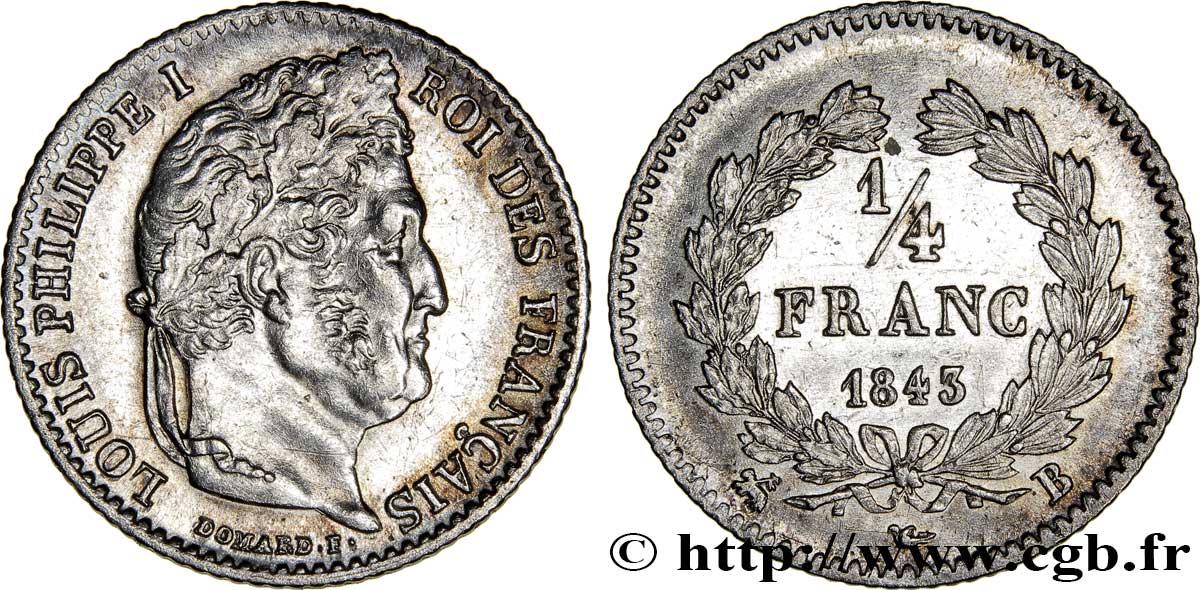1/4 franc Louis-Philippe 1843 Rouen F.166/94 VZ58 