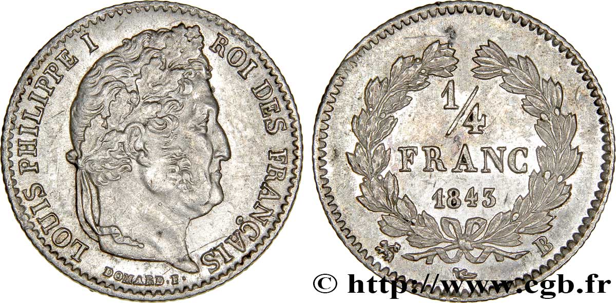 1/4 franc Louis-Philippe 1843 Rouen F.166/94 AU58 