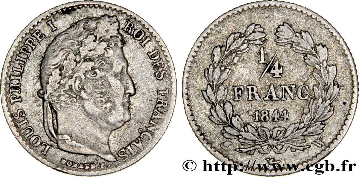 1/4 franc Louis-Philippe 1844 Lille F.166/101 TTB45 