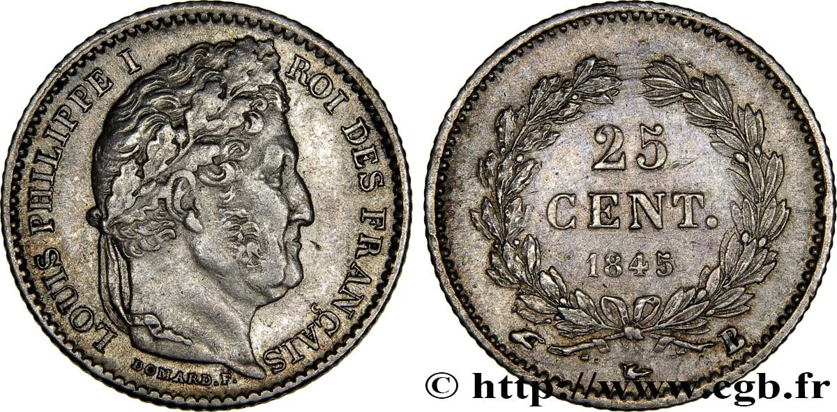 25 centimes Louis-Philippe 1845 Rouen F.167/1 MBC50 
