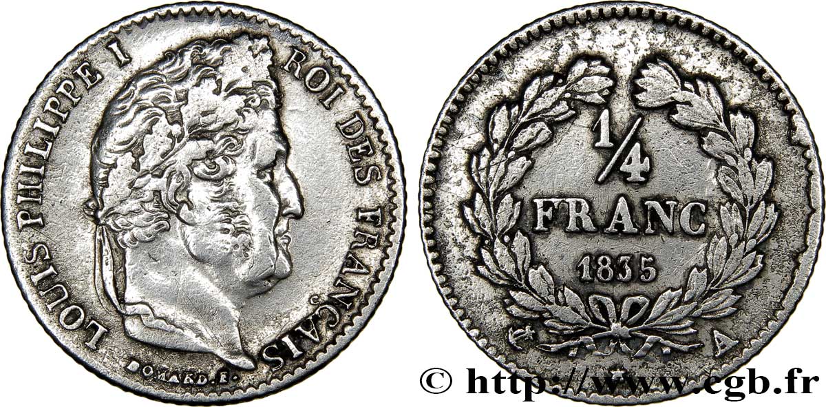 1/4 franc Louis-Philippe 1835 Paris F.166/49 TTB45 