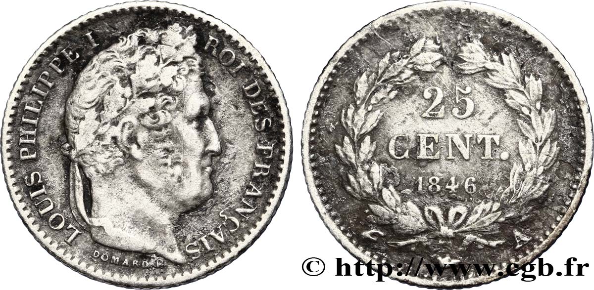 25 centimes Louis-Philippe 1846 Paris F.167/5 TB30 