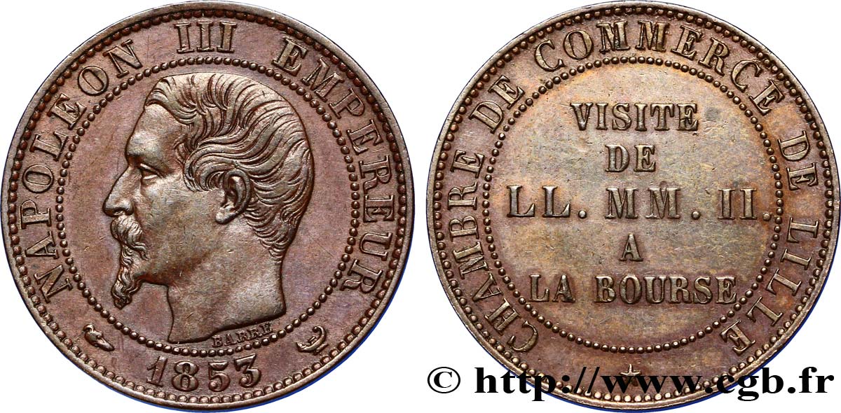 Module de cinq centimes, Visite impériale à Lille les 23 et 24 septembre 1853 1853 Lille VG.3367  SS48 