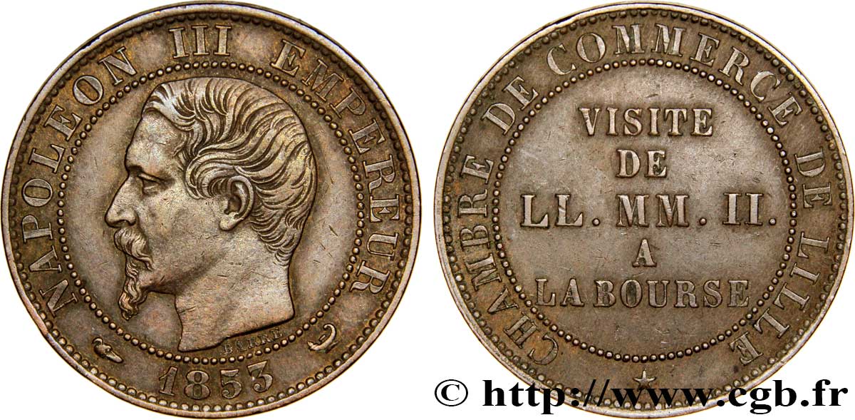 Module de cinq centimes, Visite impériale à Lille les 23 et 24 septembre 1853 1853 Lille VG.3367  TTB48 