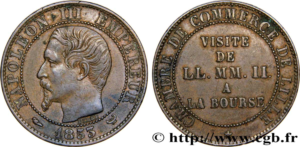 Module de cinq centimes, Visite impériale à Lille les 23 et 24 septembre 1853 1853 Lille VG.3367  TTB48 