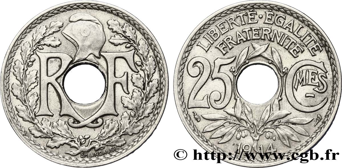 25 centimes Lindauer, Cmes souligné 1914  F.170/2 SUP58 