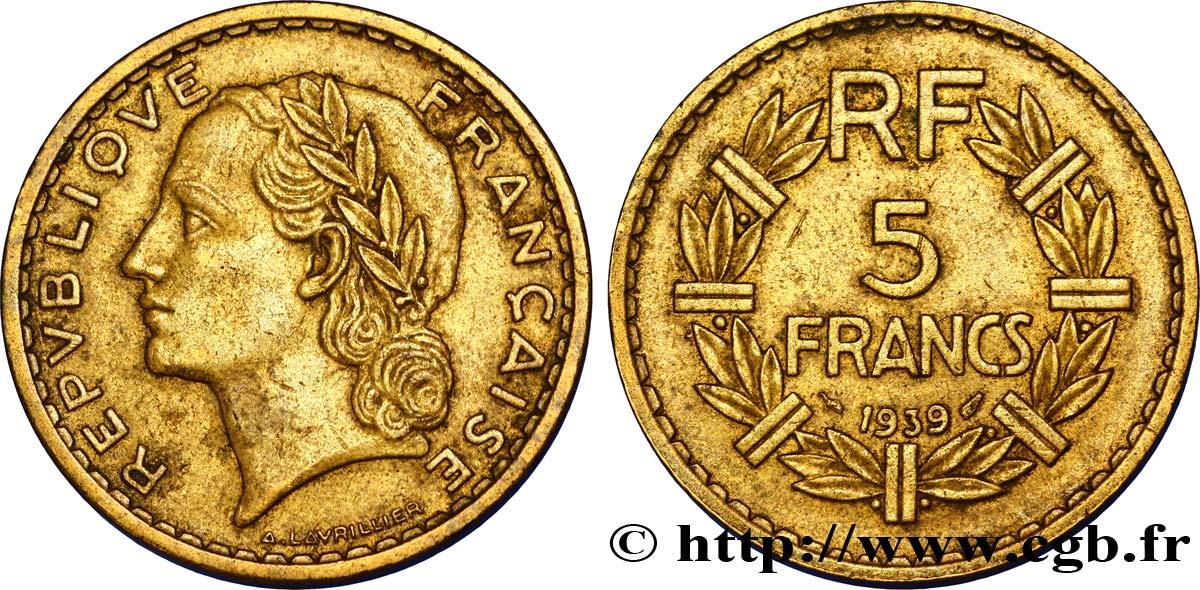 5 francs Lavrillier, bronze-aluminium 1939  F.337/3 XF45 