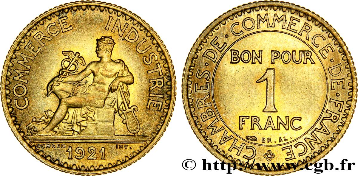 1 franc Chambres de Commerce 1921 Paris F.218/3 SUP60 