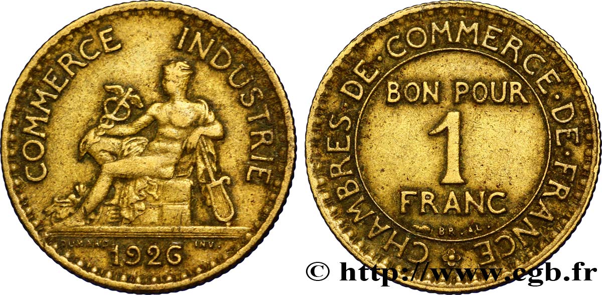 1 franc Chambres de Commerce 1926 Paris F.218/8 MBC40 